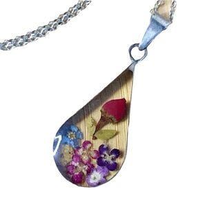 ATI Mexico Sterling Silver & Flower in Resin Pendant